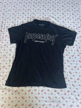 JUSTIN BIEBER PURPOSE TOUR Merchandise Black Graphic Tee